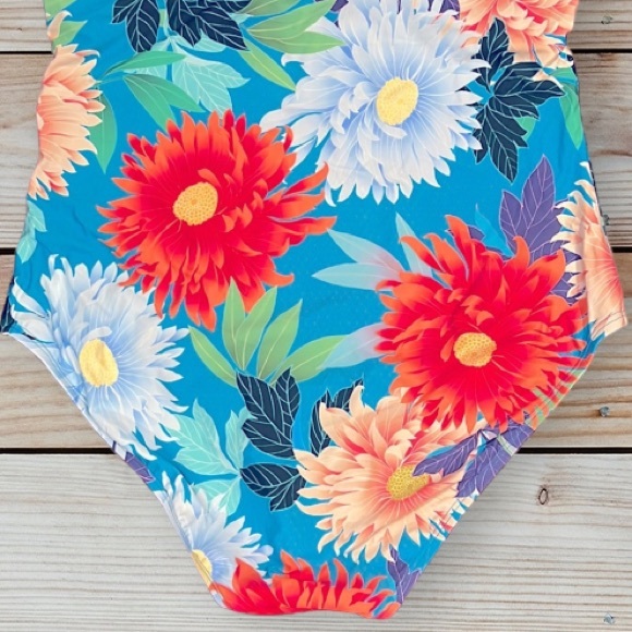 Jantzen Cascade Blue Resume To Bloom Capsleeve One Piece - Picture 10 of 16